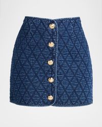 Gretchen Quilted Denim Mini Skirt