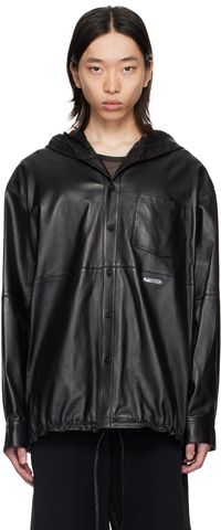 Helmut Lang Black Hooded Leather Jacket