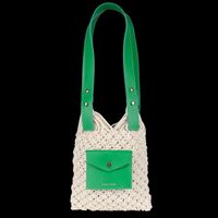 Craie - Sac porté épaule macramé en coton mélangé - Taille Unique - Vert