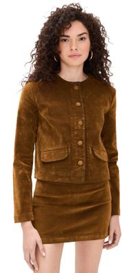 Joe's Jeans The Lady Like Flocked Velvet Jacket Bronze Brown L