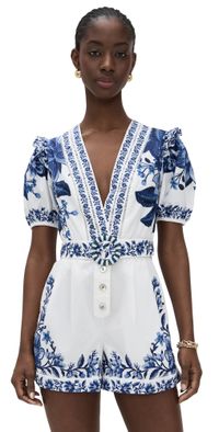 FARM Rio Summer Fruit Scarf Romper Off White S