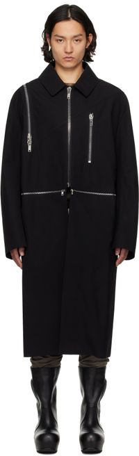 Rick Owens Black Hollywood Headon Jumbo Mac Coat
