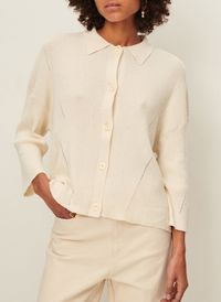 Sessun - Cardigan droit col classique en coton - Taille L - Beige