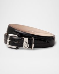 Jolinard Crocodile Textured Leather Belt