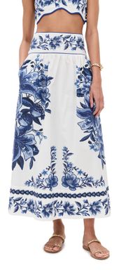 FARM Rio Summer Fruit Scarf Midi Skirt Off White XL