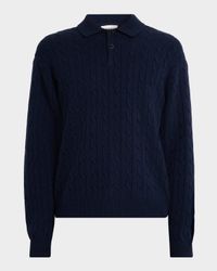 Men's Wool and Cashmere Cable Polo Sweater