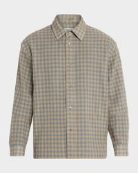 Men's Lightweight Wool Plaid Button-Down Shirt