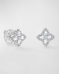 Blossom 18K White Gold Blossom Motif Diamond Stud Earrings, 0.4tcw
