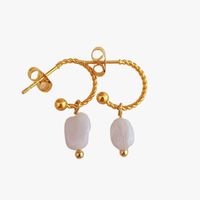 Ginandger - Boucles d'oreilles calcedoine - Taille Unique - Bleu