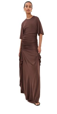 Christopher Esber Shibari Jersey Ruched Tee Dress Java 10