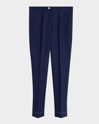 Men's Virgin Wool Leisure-Fit Pleated Trousers