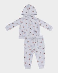 Boy's Football Field Goal Zip Hoodie & Joggers Set, Size 6M-3