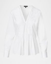 Asher Pleated Long-Sleeve Blouse