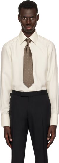 TOM FORD Off-White Silk Twill Slim Fit Shirt