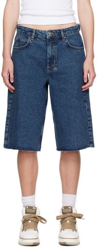 Ksubi Short cargo bleu en denim à taille-basse
