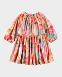 Girl's Ciera Long-Sleeve Floral Cotton Dress, Size 7-12