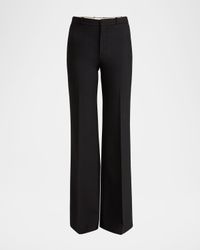 Flared Crepe Wool Trousers