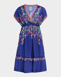 Ellis Flounce Floral-Print Silk Midi Dress