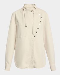 Tess Asymmetric Snap-Button Cotton Shirt
