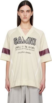 GANNI T-shirt surdimensionné blanc cassé en filet Future