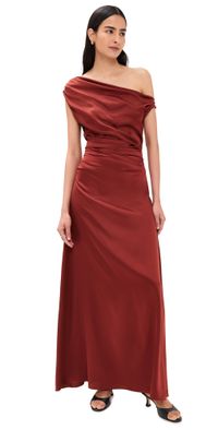 STAUD Phare Silk Maxi Dress Sangria 10