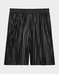 Men's Pleated Leather Pull-On Shorts
