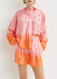 Essentiel Antwerp - Short dégardé à broderies fleurs - Taille 2XL - Rose