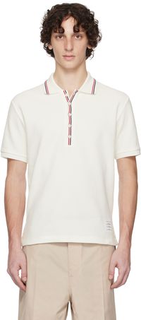 Thom Browne Off-White Cotton Waffle Rib Cuff Polo