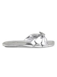 Women's Sofia Leather Slides - Silver - Size 9.5 Sandals