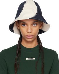JACQUEMUS Off-White & Navy 'Le Bob Gelato' Bucket Hat