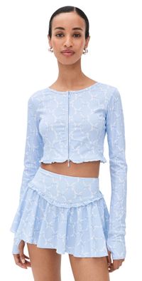 LoveShackFancy Laudie Zipup Chilled Blue L