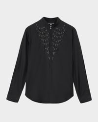 Men's Lex Silk and Wool Rhinestone-Embellished Button-Down Shirt