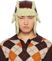 Anna Sui SSENSE Exclusive Brown Faux-Leather Aviator Hat