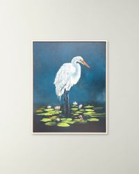Egret In Lily Pads Giclee on Canvas