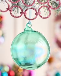 Serene Aqua Bottle Glass Christmas Ornament