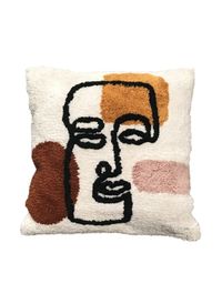 Today Linge De Maison - Coussin tufté en coton - Taille 40x40 - Blanc
