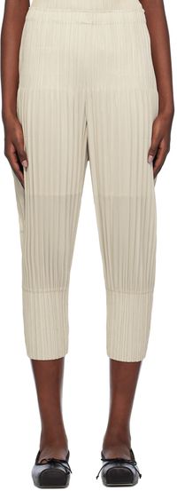 PLEATS PLEASE ISSEY MIYAKE Beige Thicker Bottoms 2 Trousers