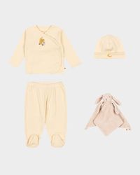 Girl's 4-Piece Embroidered Gift Set, Size Premie-6M