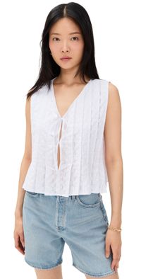 LNA Kala Eyelet Top White M