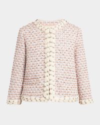 Boxy Crystal-Embellished Tweed Jacket