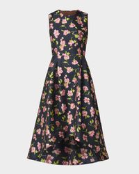 Jeanne High-Low Floral Jacquard Midi Dress