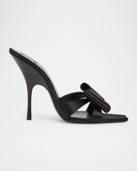 Tuxedo Bow Satin Stiletto Sandals