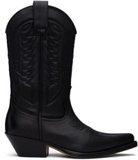 MM6 Maison Margiela Black Embroidered Cowboy Boots