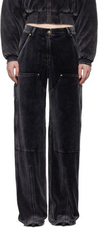 alexanderwang.t Pantalon de détente de style travail noir en velventine froissée