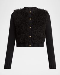 Combo Curly Wool-Blend Cardigan