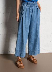 Suzie Winkle - Pantalon large aspect jean délavé - Taille 40 - Bleu