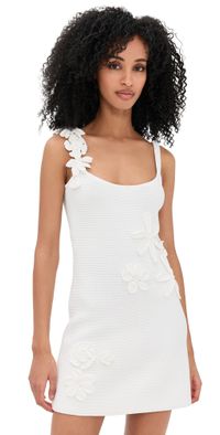 AMUR Deedra Floral Knit Mini Dress Off White XS