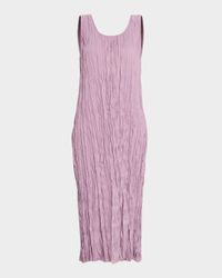 Sleeveless Crinkled Scoop-Neck Midi Dress