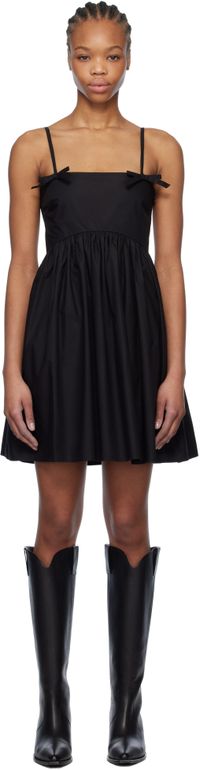 GANNI Black Cotton Poplin Strap Minidress
