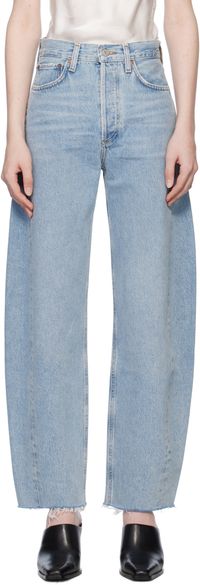 AGOLDE Jean Luna bleu à taille haute et à coutures extérieures incurvées